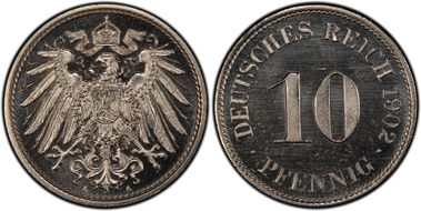 1902-A 10 Pfg J-13 PR64CAM