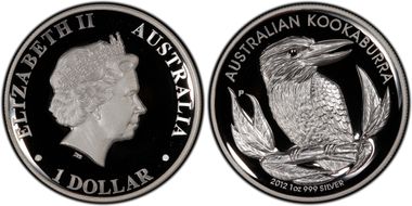 2012-P $1 Kookaburra Ag High Relief PR70DCAM