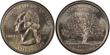 1999-D 25C Connecticut MS68