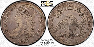 1807 50C Capped Bust, Large Stars VF20