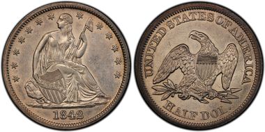 1842 50C WB-11 Medium Date, RPD AU55