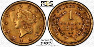 1854 G$1 Type 1 AU58