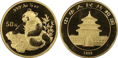 1998(上) 50 Yn Panda Au Small Date MS69
