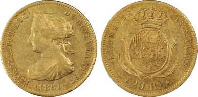 1861 20 R Madrid KM-610 Au MS61
