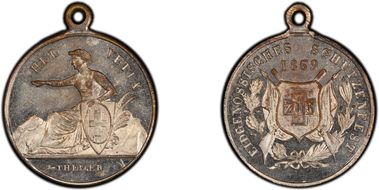1869 Medal Zug R-1675b Silvered Bronze MS64
