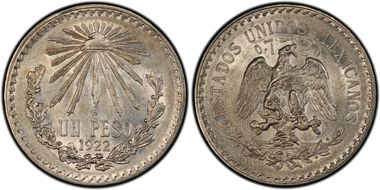 1922-M Peso KM-455  Ag AU55