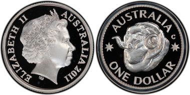 2011-C $1 Ram's Head Silver PR68DCAM