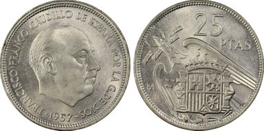 1957 BA 25 Pta Numis Expo Barcelona MS65