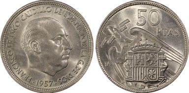 1957 BA 50 Pta Numis Expo Barcelona MS65