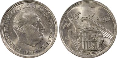 1957 5 Pta (58) MS63