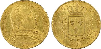 1814-W 20 Fr Gad-1026 Louis XVIII AU58