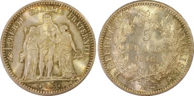 1848-A 5 Fr Gad-683 F-326 Hercule MS67