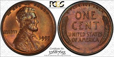 1955 1C Doubled Die Obverse, FS-101 MS62RB