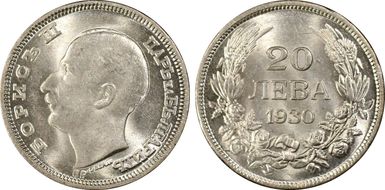 1930-BP 20 Leva KM-41  Ag MS63