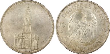 1934-D 5 Mk Potsdam N/D J-357 MS63