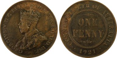 1921 1D Indian obverse AU53BN