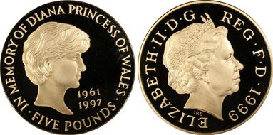 1999 £5 S-L6 Diana Au PR67DCAM