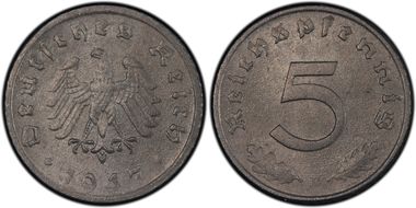 1947-D 5 Pfg J-374 MS65