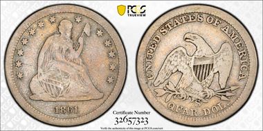 1861-S 25C VG10
