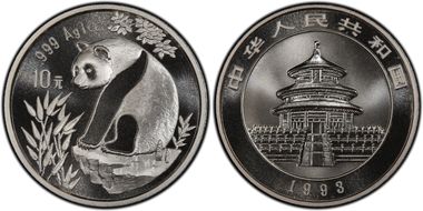 1993(沈) 10 Yn Panda Ag Small Date PAN-204B MS68