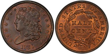 1834 1/2C MS66RB