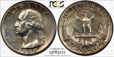 1940 25C PR67+