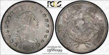 1795 $1 Flowing Hair, 3 Leaves MS61