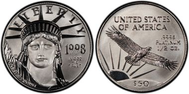 1998 $50 Statue of Liberty MS70