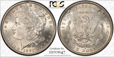 1891-S $1 VAM 3 Doubled Stars MS64