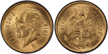 1918/7-M 5 Peso MS63