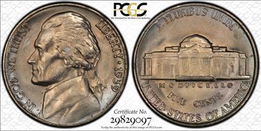 1939 5C Doubled Monticello MS66+ FS