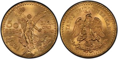 1944 50 Peso KM-481  Au MS65