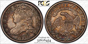 1834 10C JR-1 Large 4 AU58