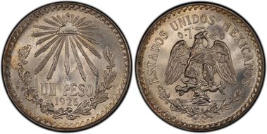 1926-M Peso KM-455  Ag MS65