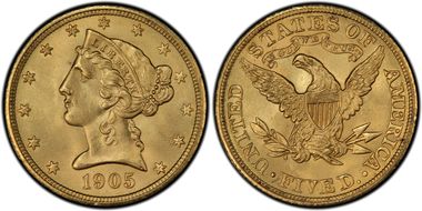 1905 $5 MS67+