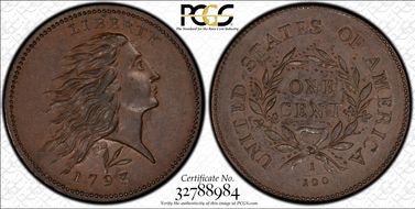 1793 1C Wreath, S-11b MS62BN