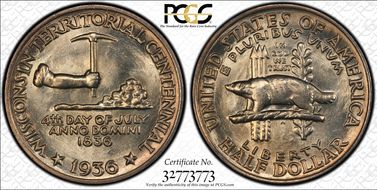 1936 50C Wisconsin MS65