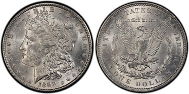 1888 $1 VAM 11, Doubled Ear MS62