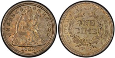 1852-O 10C MS64
