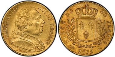 1815-L 20 Fr Gad-1026 Louis XVIII fleur horizontale AU55