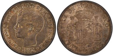 1895-PG V Peso KM-24  Ag AU55