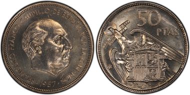 1957 50 Pta (1968) MS65