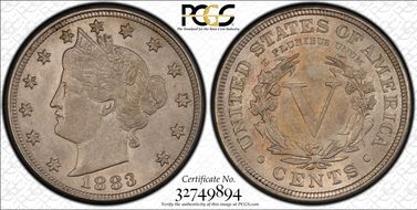 1883 5C With CENTS AU55