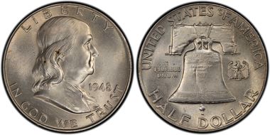 1948 50C Obv Die Clash, FS-401 MS64FBL