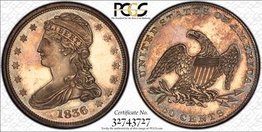 1836 50C Reeded Edge PR63CAM