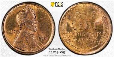 1921-S 1C MS64RB
