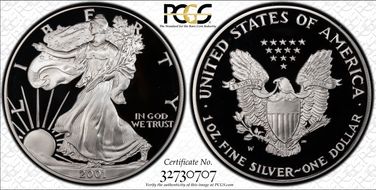2001-W $1 Silver Eagle PR69DCAM