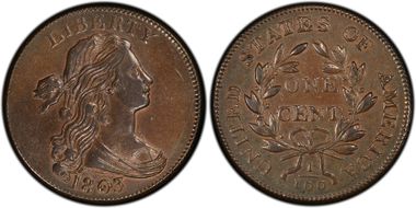 1803 1C S-263, Sm Date, Sm Frac AU58BN