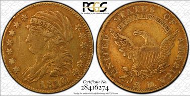 1810 $5 Large Date, Large 5 VF35