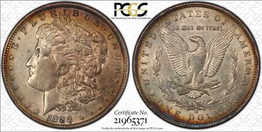 1888-O $1 VAM 4, Hot Lips AU50